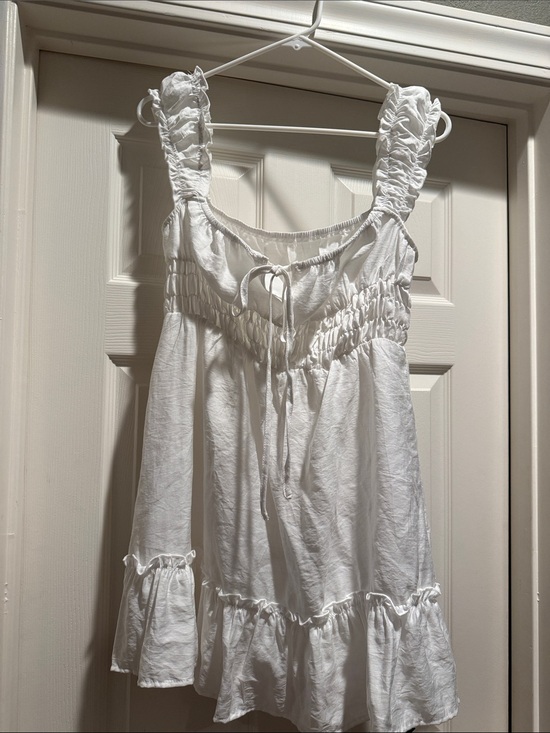 SHEIN Dresses & Skirts - SHEIN White Ruffle-Trim Smocked Bodice Chemise